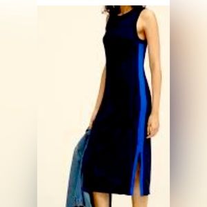 Effortless style - scoop-neck ribbed sweater dress, with sexy side slit